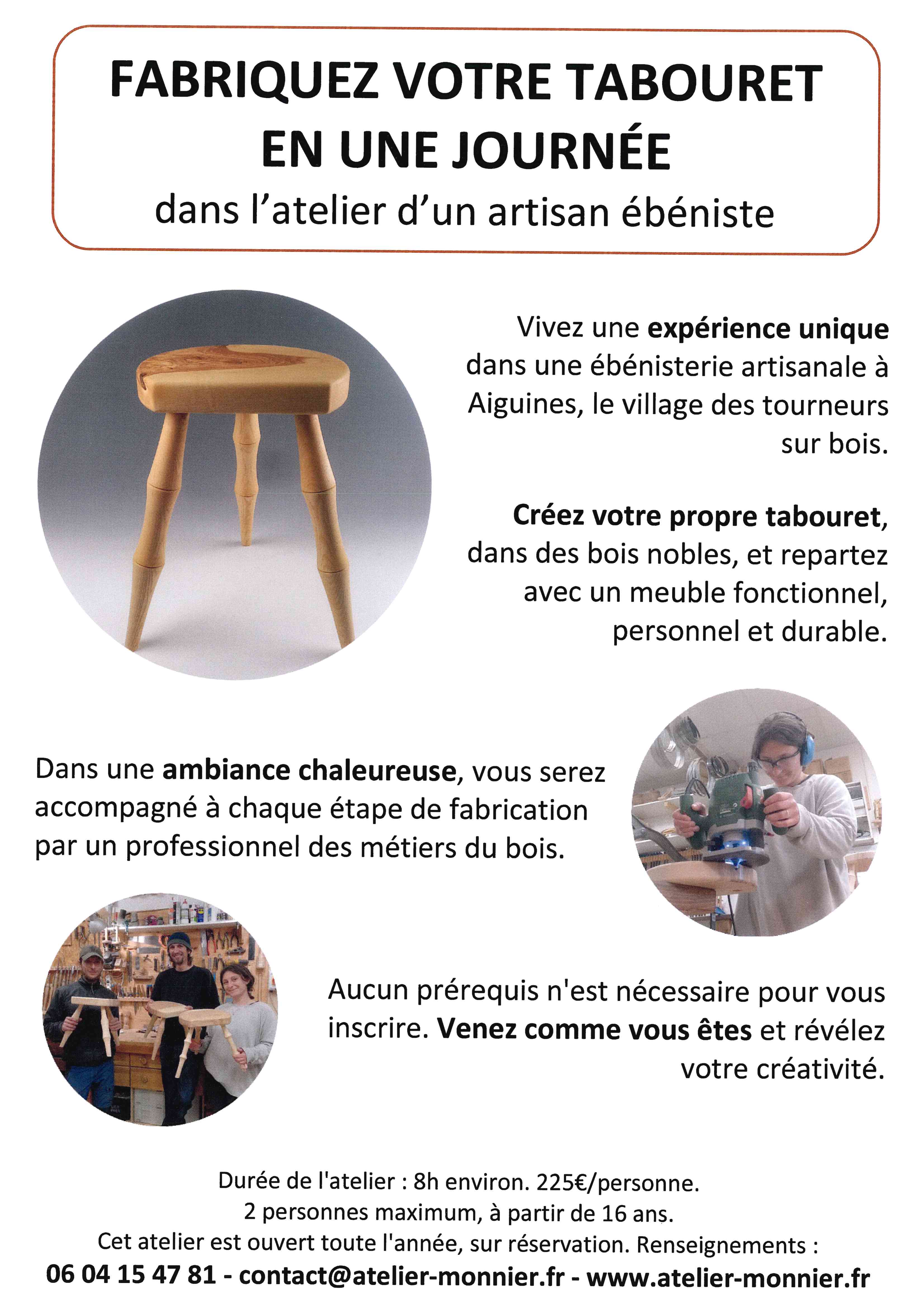 Photo Make your own wooden stool in one day